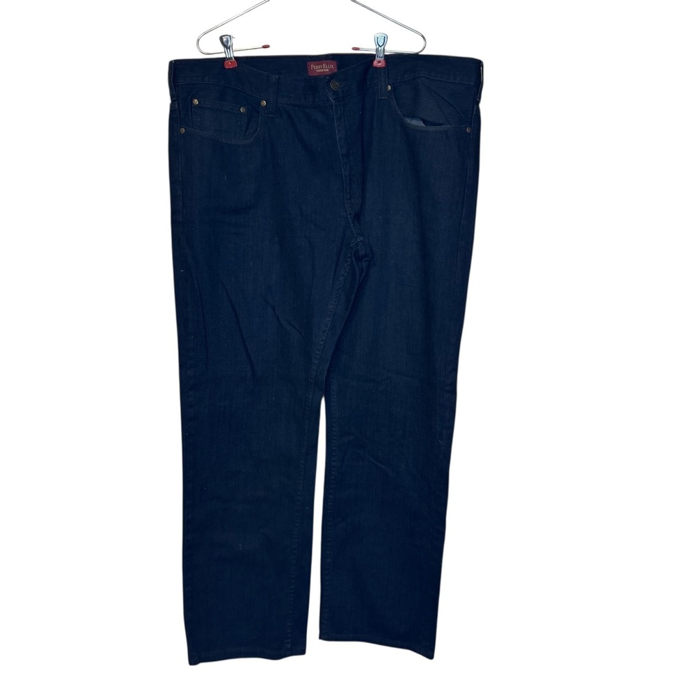 Perry Ellis Me's Jeans Slim Fit Straight Stretch Mid-Rise Denim‎ Dark Blue 40X32